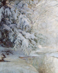 Artivare Fine Art Print of snow-covered trees and a stream in a winter landscape