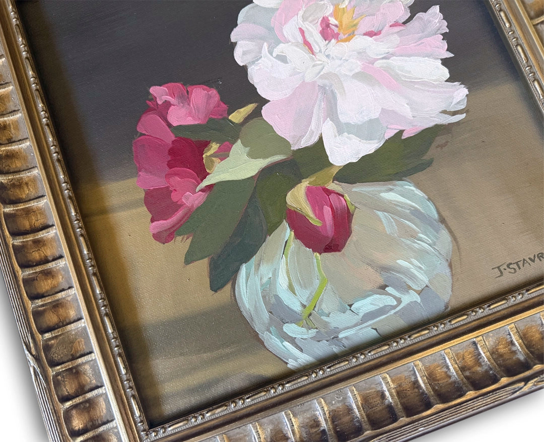 Peonies in a Glass Vase  — 12"x 12"