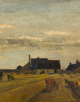 Artivare Fine Art Print oil painting a a rural farm with cows and barns