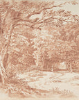 Artivare Fine Art Print of a vintage-style drawing of a forest scene with trees and undergrowth.
