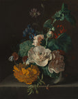 Floral Still Life with Hollyhock and Marigold