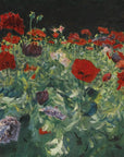 Artivare Fine Art Print of a painting of a field of red poppies with a dark background