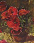 Artivare Premium Art Print of a painting of red poppies with a brown background