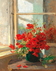 A Bouquet of Poppies by the Window