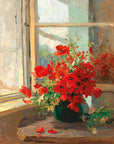 A Bouquet of Poppies by the Window