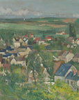 Artivare Fine Art Print of an oil painting of a village with green fields and blue sky