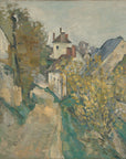 Artivare Fine Art Print of a painting of a village scene with houses and trees with fall leaves