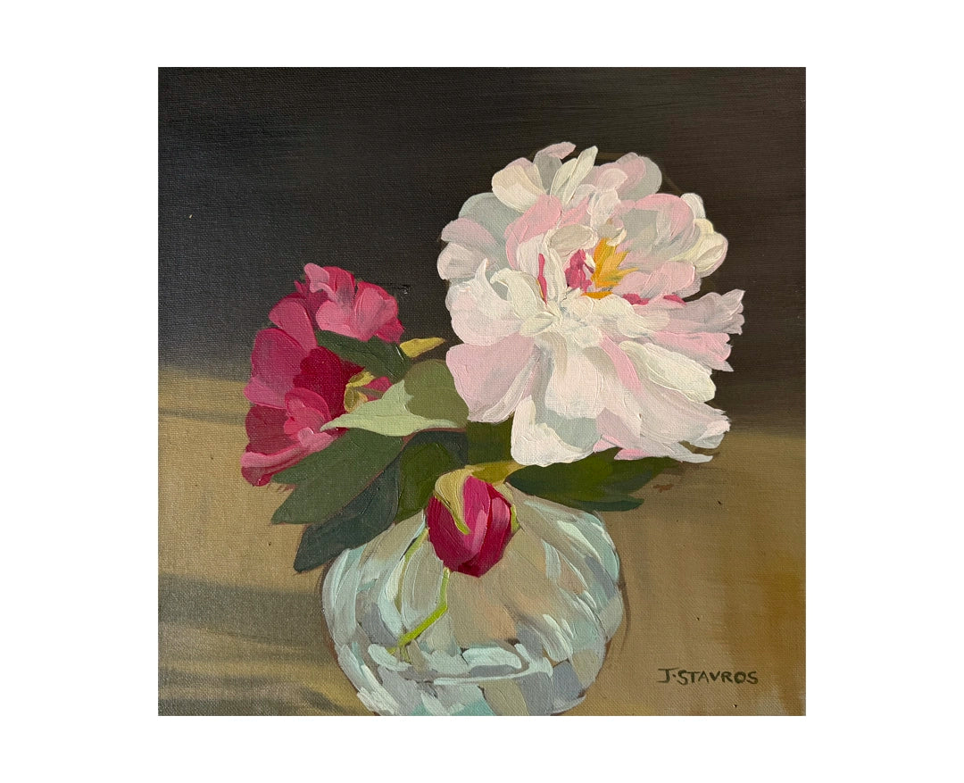 Peonies in a Glass Vase  — 12"x 12"