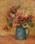 Artivare Fine Art Print of a tonal floral arrangement in a blue pitcher on a textured surface