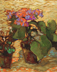 Artivare Premium Art Print of a still life painting of flowers against a textured wall.