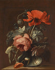 Artivare Fine Art Print of a still life painting of flowers and a butterfly on a dark background