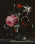 Artivare Fine Art Print of a still life painting of flowers in a vase on a dark background