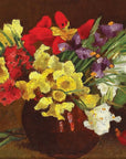  Artivare Fine Art Print of a still life painting of a bouquet of flowers in a vase on a dark background